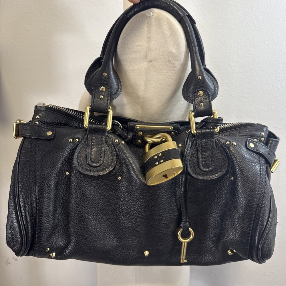 Vtg Chloe Paddington Handbag Bag Black Leather Boho Luxury Chic 2000s